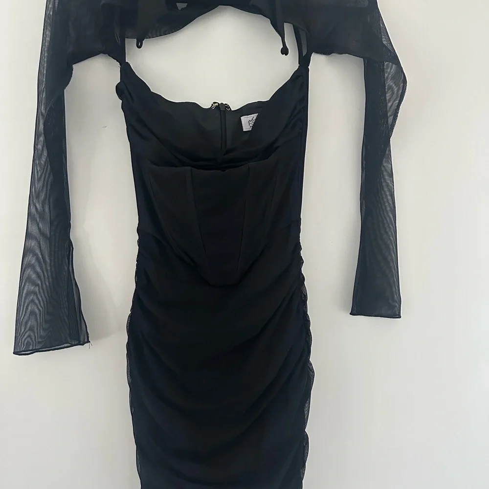 Oh Polly Black Long Sleeve Dress with Mesh Detail - Picture 1 of 2